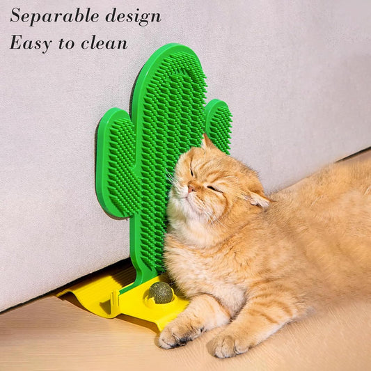 Cactus Self Groomer With Two Catnip Balls Corner Grooming Hair