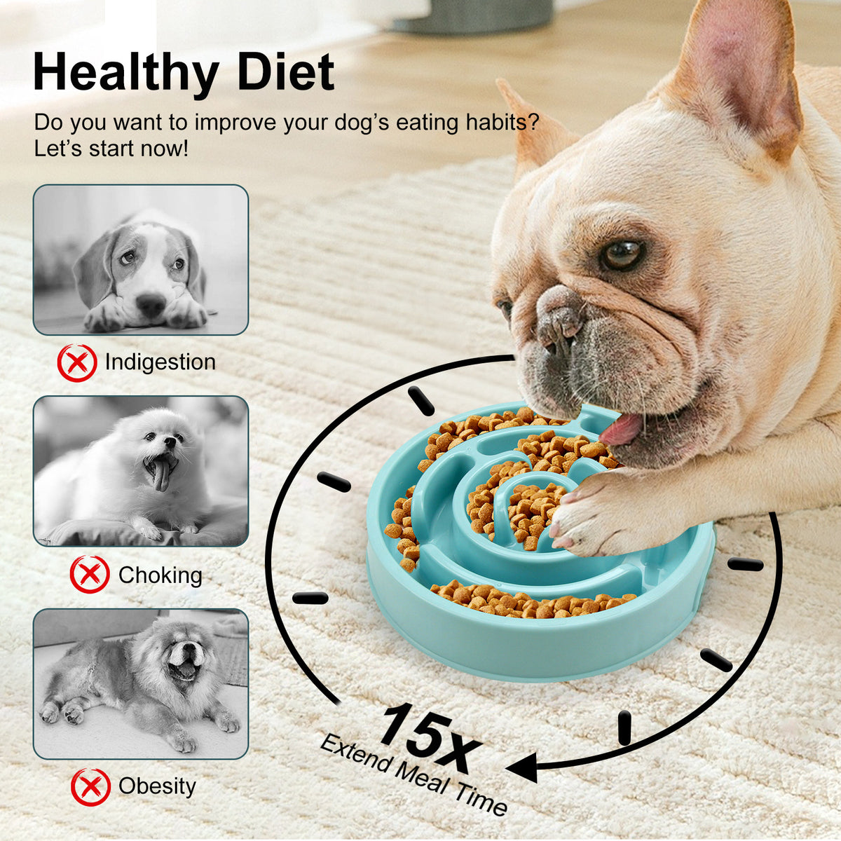 Slow Feeder Dog Bowls Silicone Puzzle Bowl For Healthy Eating Puppy