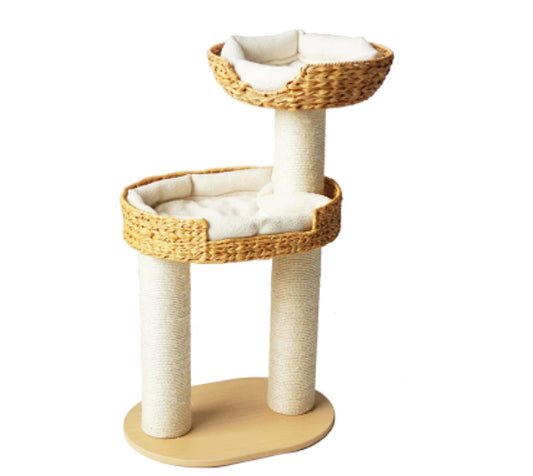 Green Song Woven Cat Climbing Frame With Thick Posts Tree Bed And