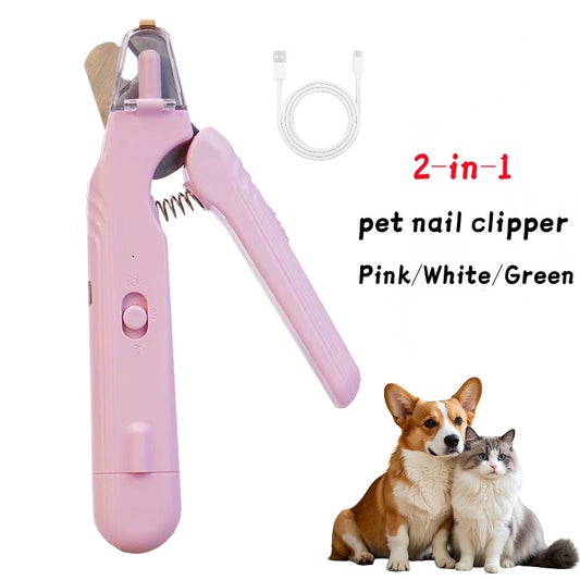 2-in-1 Pet Nail Clippers With LED Light Dog Cat Special Blood Line