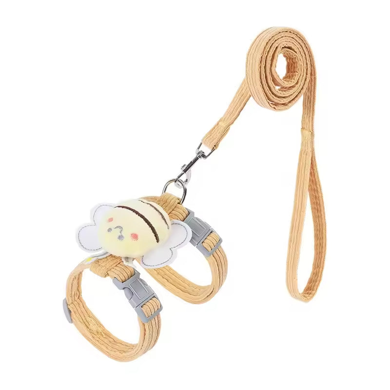Kitten Harness Vest With Wing Decoration Strap Set For Cats And