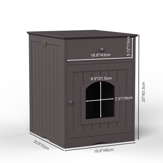 Wooden Pet House Cat Litter Box Enclosure With Drawer Side Table
