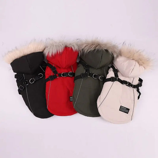 Pet Autumn And Winter Fleece-lined Thickened Dog Clothes Raincoat