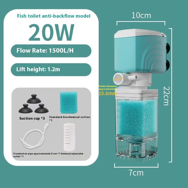 Anti-backflow Filter Aerating Fish Tank Built-in