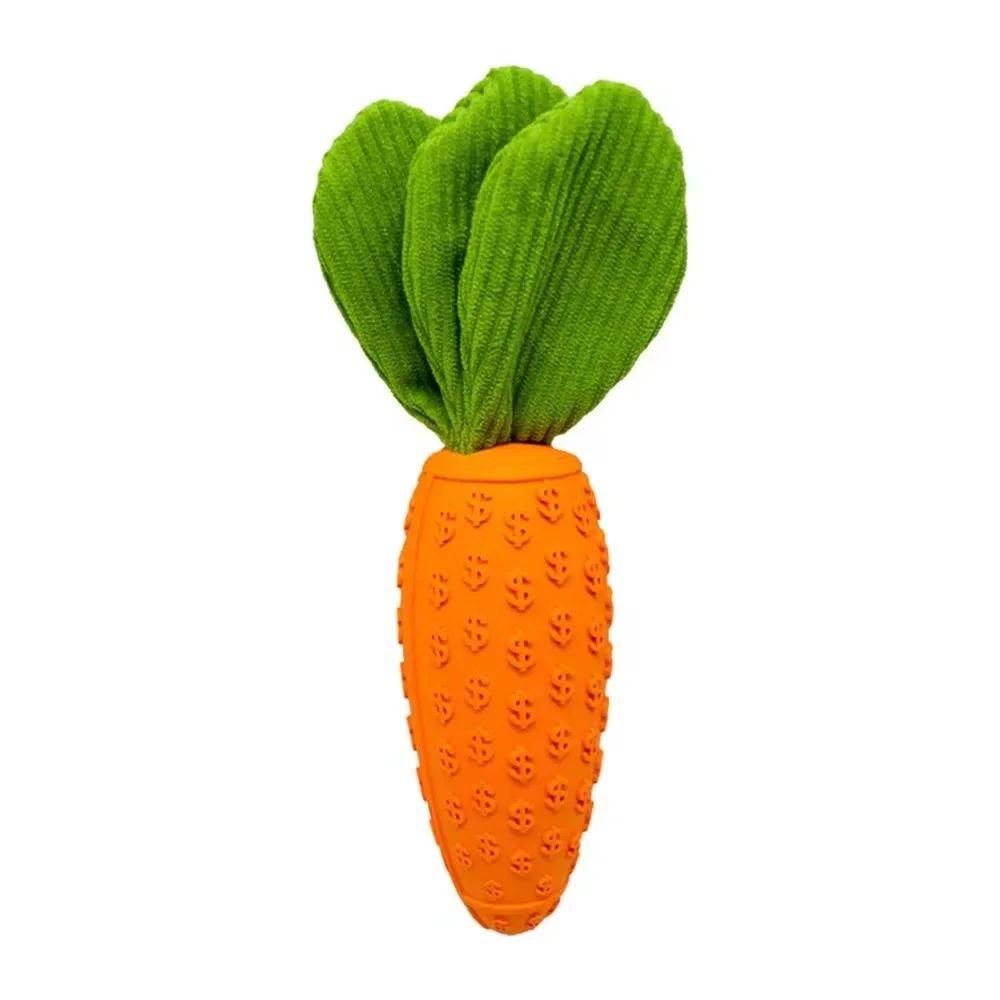 Carrot Dog Chew Toys Durable Rubber Squeaky Toy Shaped For Dogs