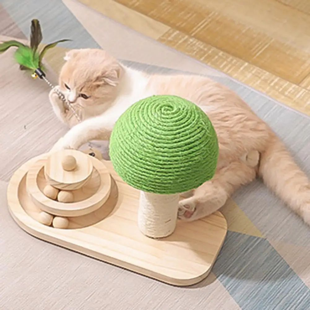Cat Toys Scratching Post Mushroom Sisal Rope Scratcher Tree Tower