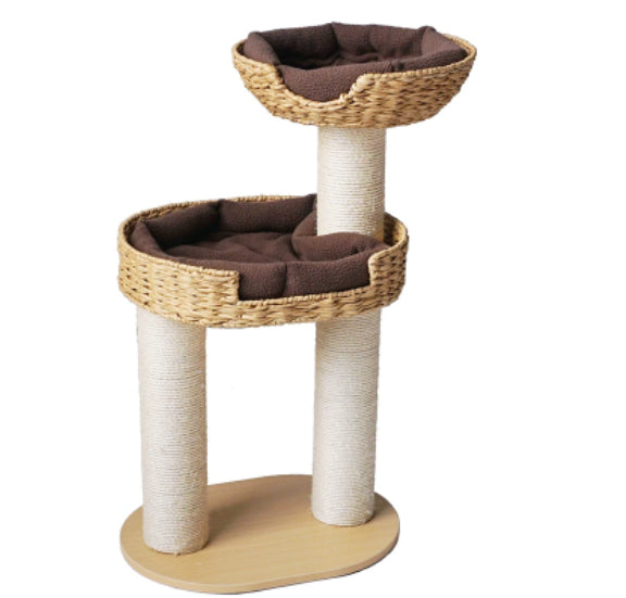 Green Song Woven Cat Climbing Frame With Thick Posts Tree Bed And