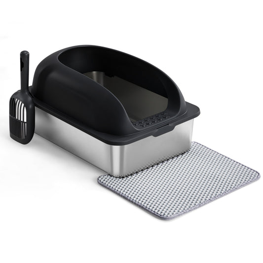 Stainless Steel Cat Litter Box With Lid Large For Big Cats Scoop
