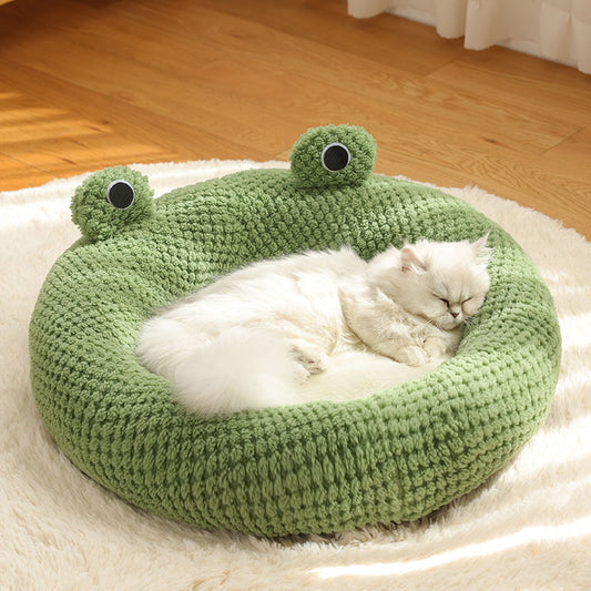 Pet Cat Dog Nest Little Frog Series Warm Plush Mat Autumn Winter