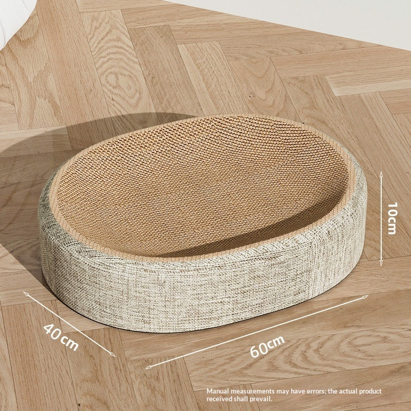Woven Scratching Post And Oval Cat Bed In One