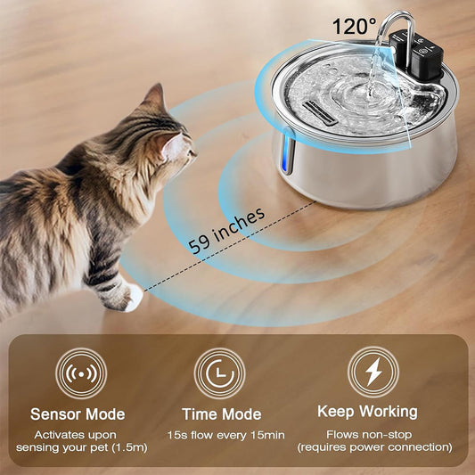 Stainless Steel Wireless Pet Water Fountain Kit