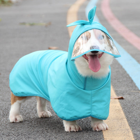 Transparent Brim Waterproof Pu Dog Raincoat