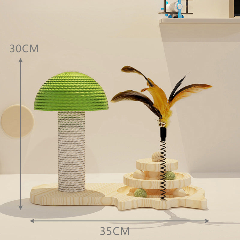 Cat Toys Scratching Post Mushroom Sisal Rope Scratcher Tree Tower