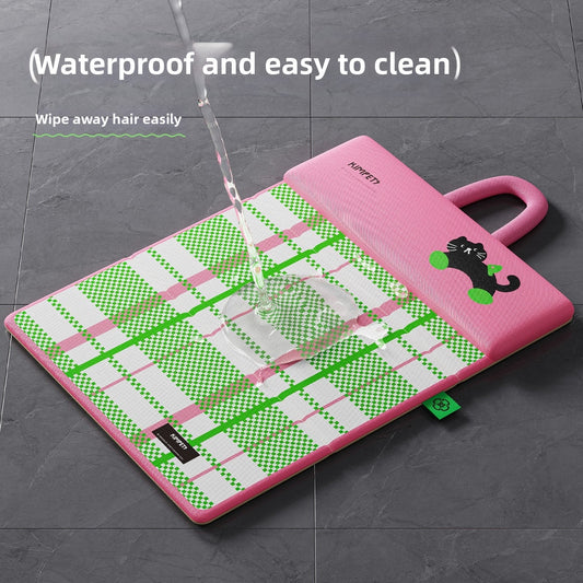 Summer Cooling Pet Mat Bed With Pillow Folding Portable