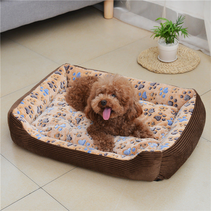 Pet Dog Beds Mats Soft Plush Warm Sofa Kennel Sleep Basket For