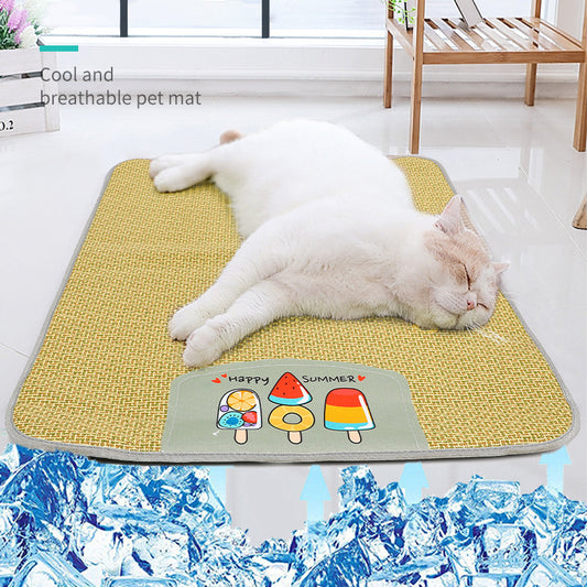Pet Mat Ice Cool Grass Dog's Nest Tengzhu Cooling Summer Pet's Cat