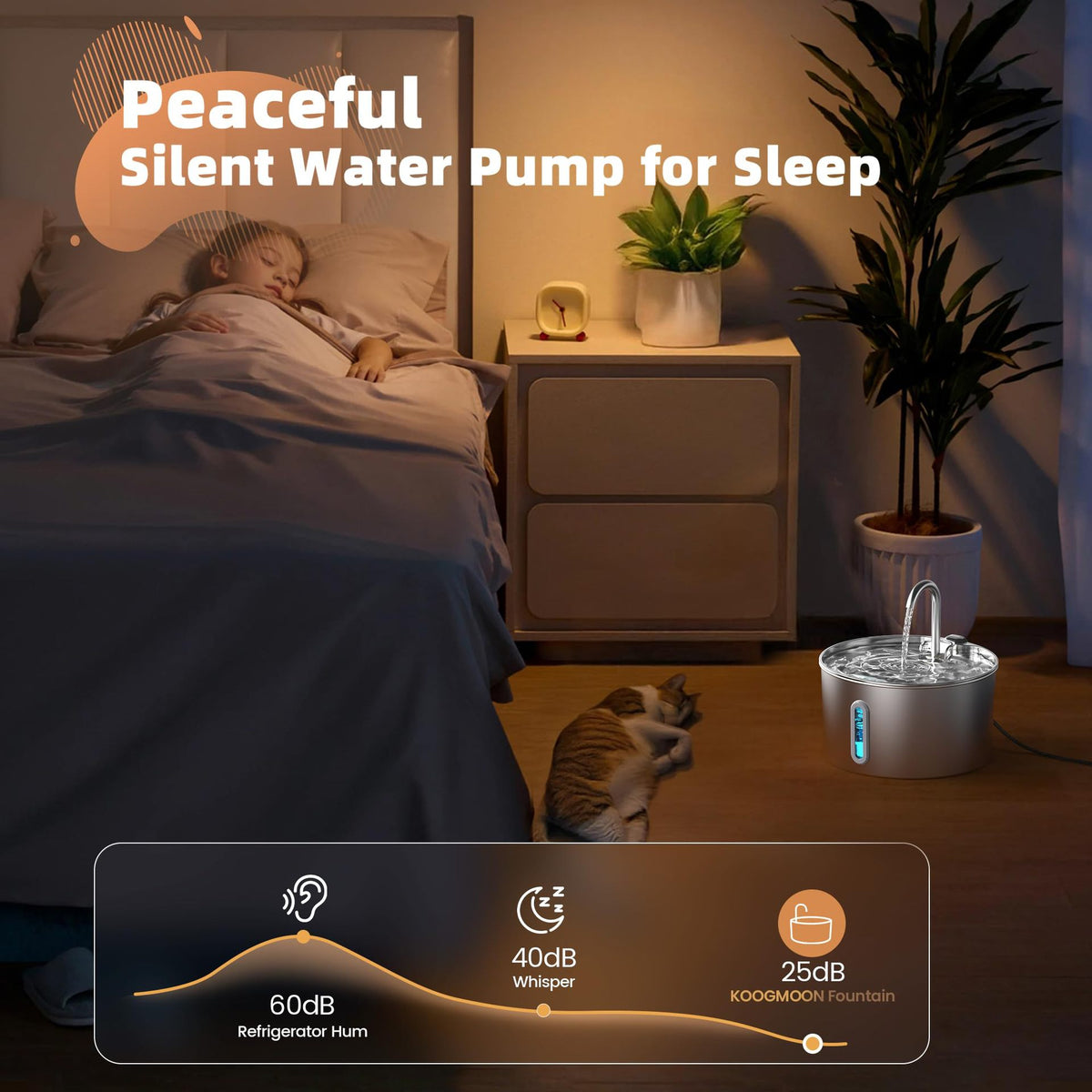Cat Stainless Steel Water Fountain With Automatic Circulation And
