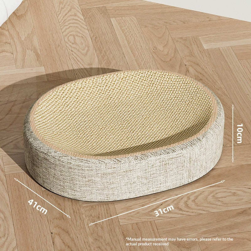 Woven Scratching Post And Oval Cat Bed In One